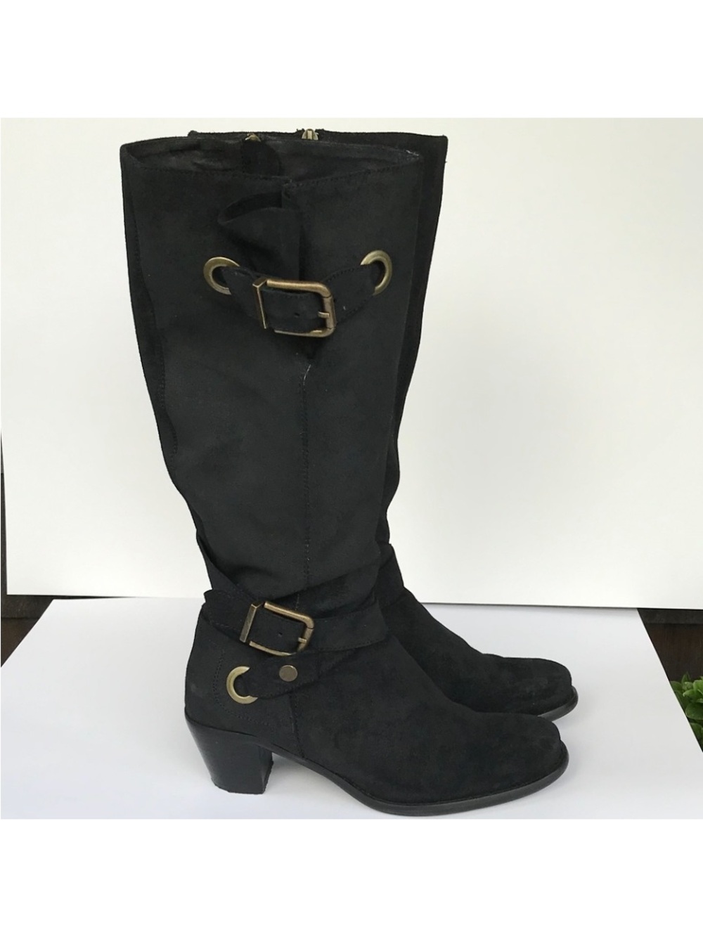 CORDANI BETHANY ITALIAN KNEE HIGH RIDING BOOT SESAME SUEDE BLACK SZ EU 38 US 7.5